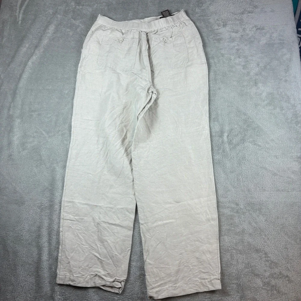 Cubavera Pants Men Medium (Fits 30x30) Linen Blend Drawstring Relaxed Beige